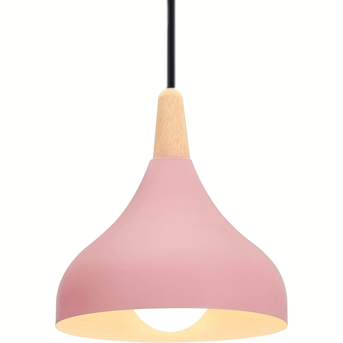 Teardrop Pendant Light – Metal & Wood Hanging Lamp