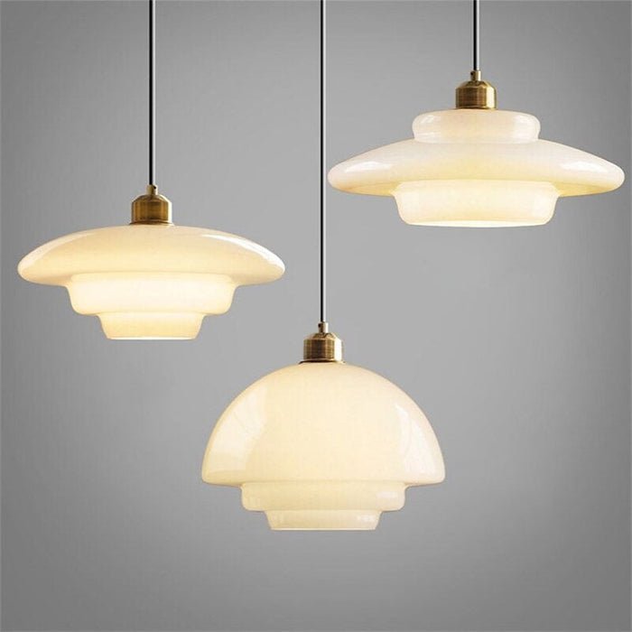 White Glass Pendant Light – Mid-Century Hanging Lamp