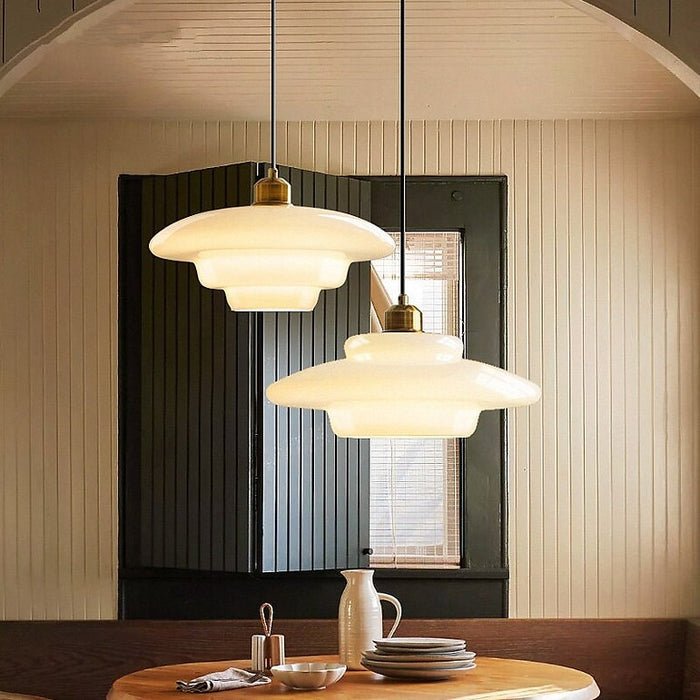 White Glass Pendant Light – Mid-Century Hanging Lamp