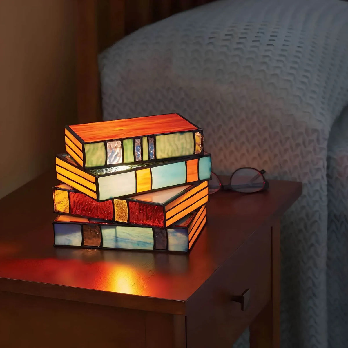 Stained Glass Book Lamp – Handcrafted Accent Light