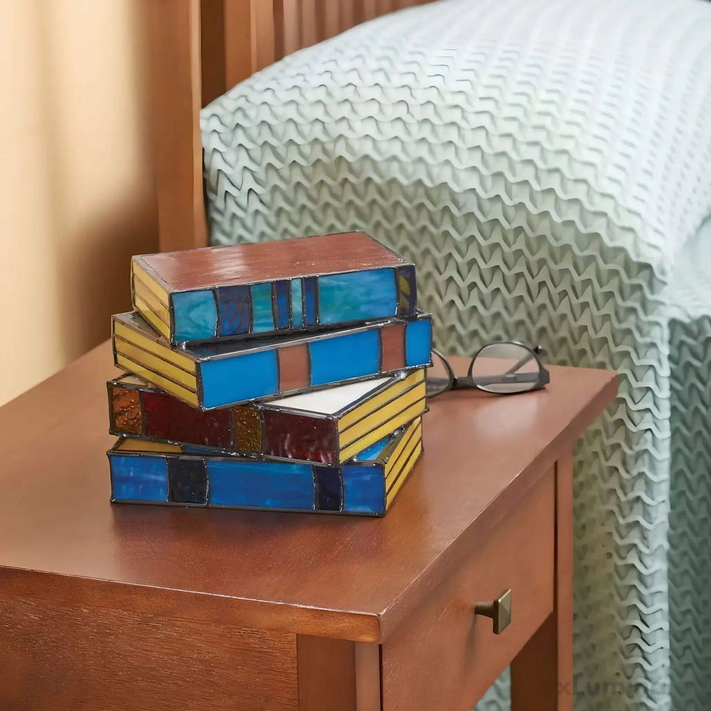 Stained Glass Book Lamp – Handcrafted Accent Light