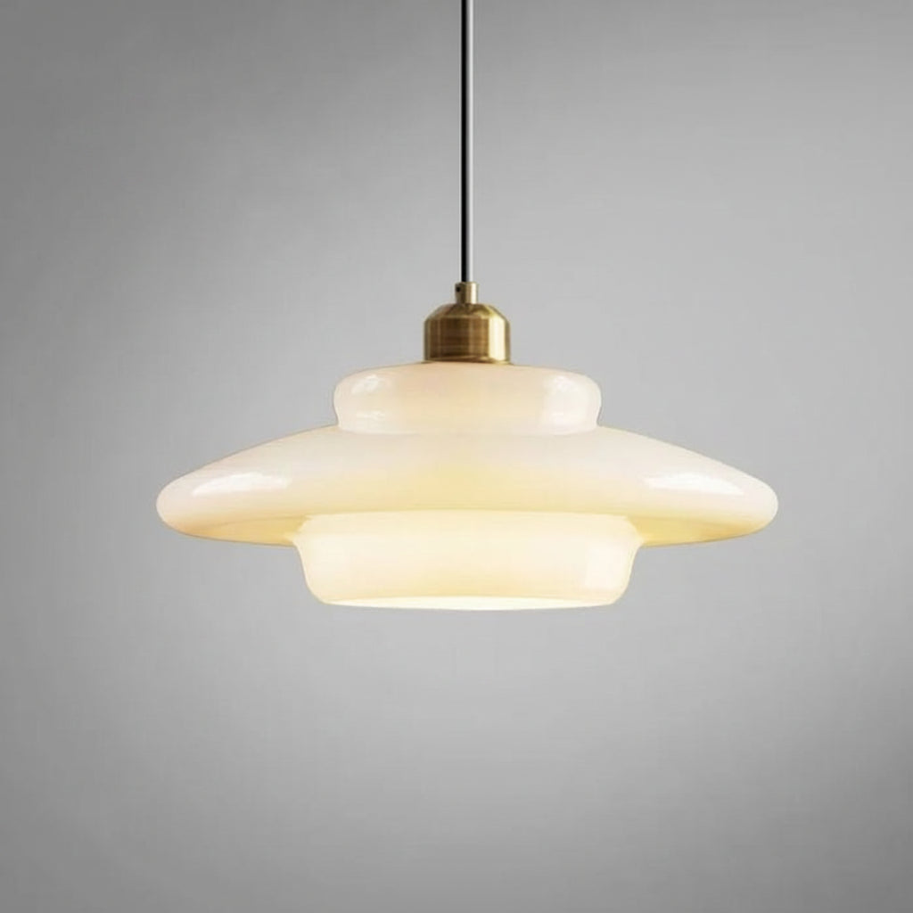 White Glass Pendant Light – Mid-Century Hanging Lamp