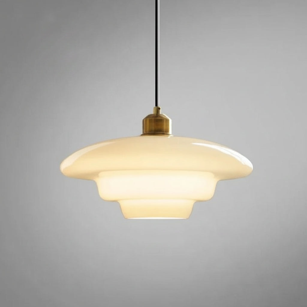 White Glass Pendant Light – Mid-Century Hanging Lamp