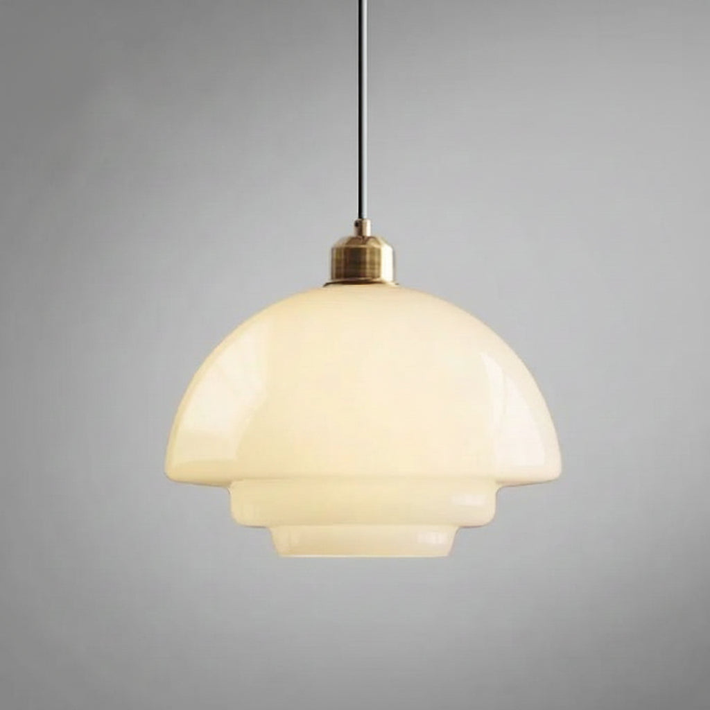 White Glass Pendant Light – Mid-Century Hanging Lamp