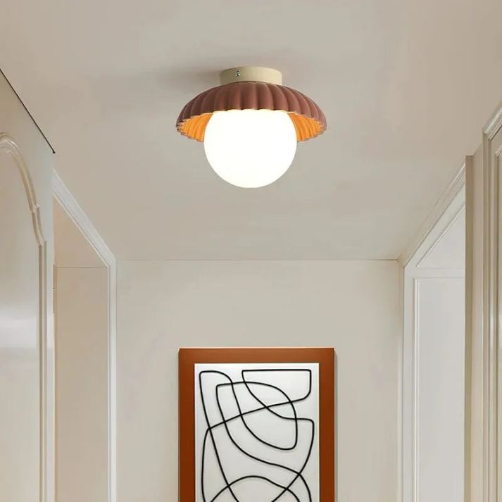 Iron Ceiling Light – Glass & Metal Hallway Flush Mount