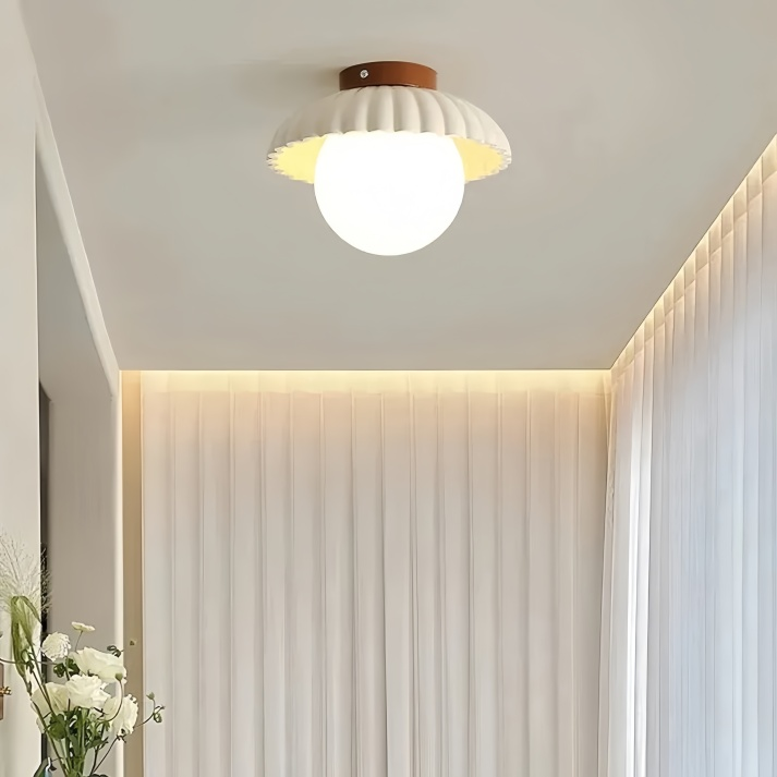 Iron Ceiling Light – Glass & Metal Hallway Flush Mount