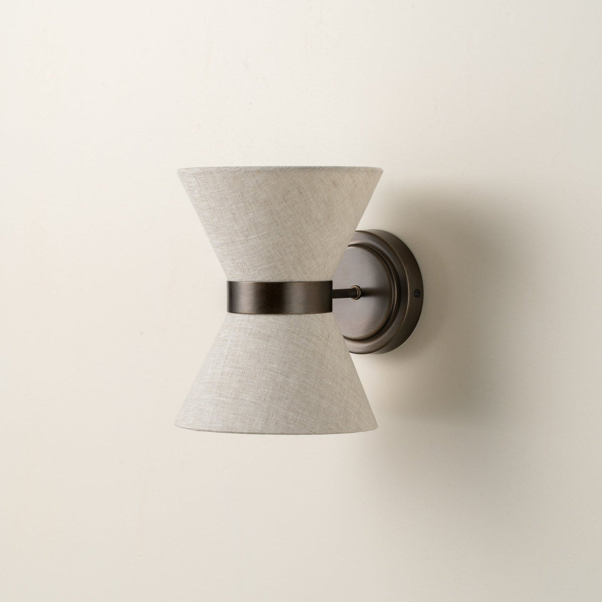 Bronze & Linen Wall Light – Fabric Shade Sconce