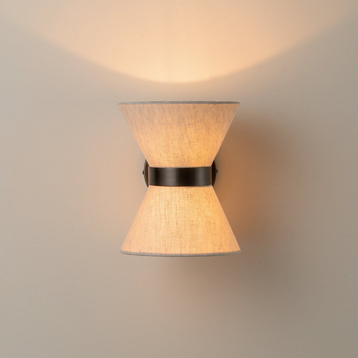 Bronze & Linen Wall Light – Fabric Shade Sconce