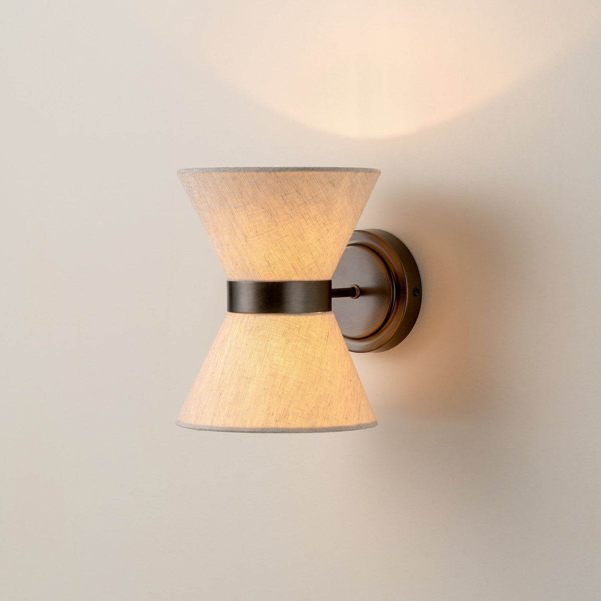 Bronze & Linen Wall Light – Fabric Shade Sconce
