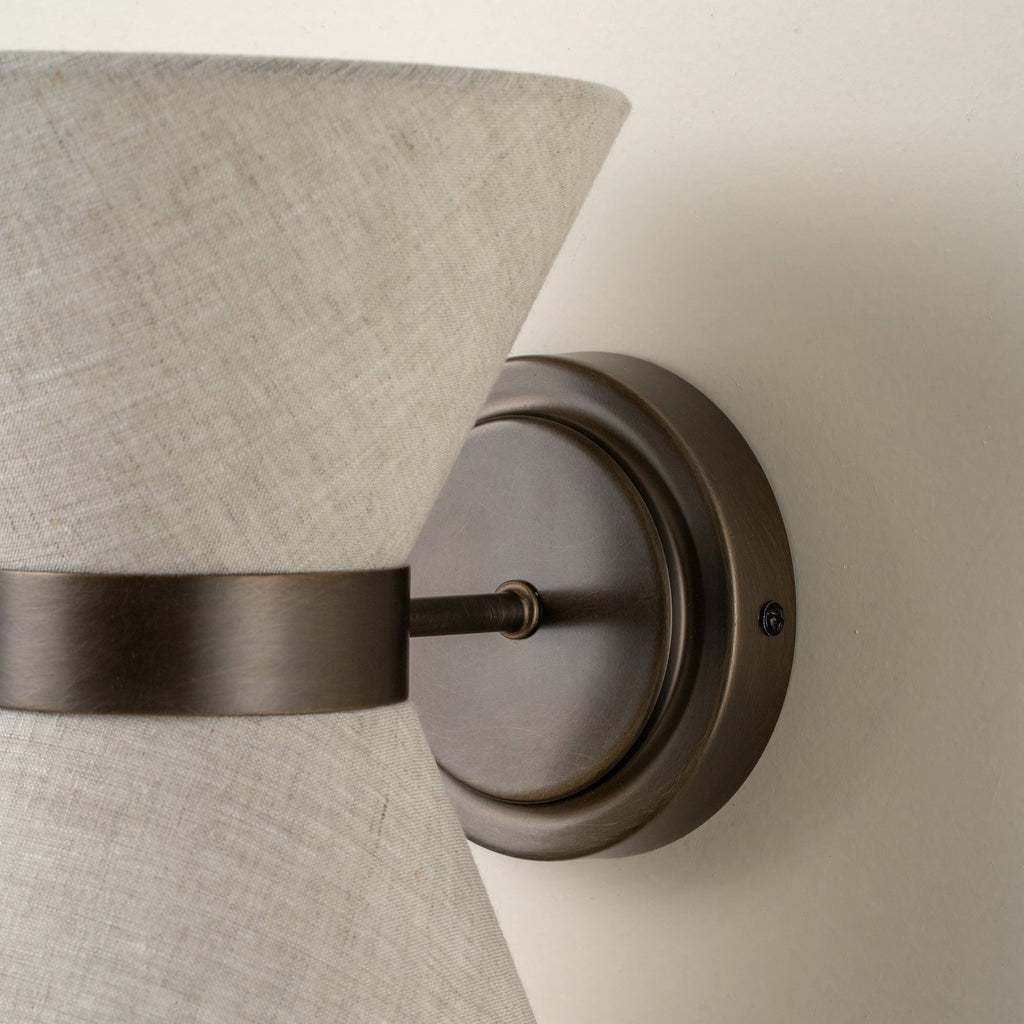 Bronze & Linen Wall Light – Fabric Shade Sconce