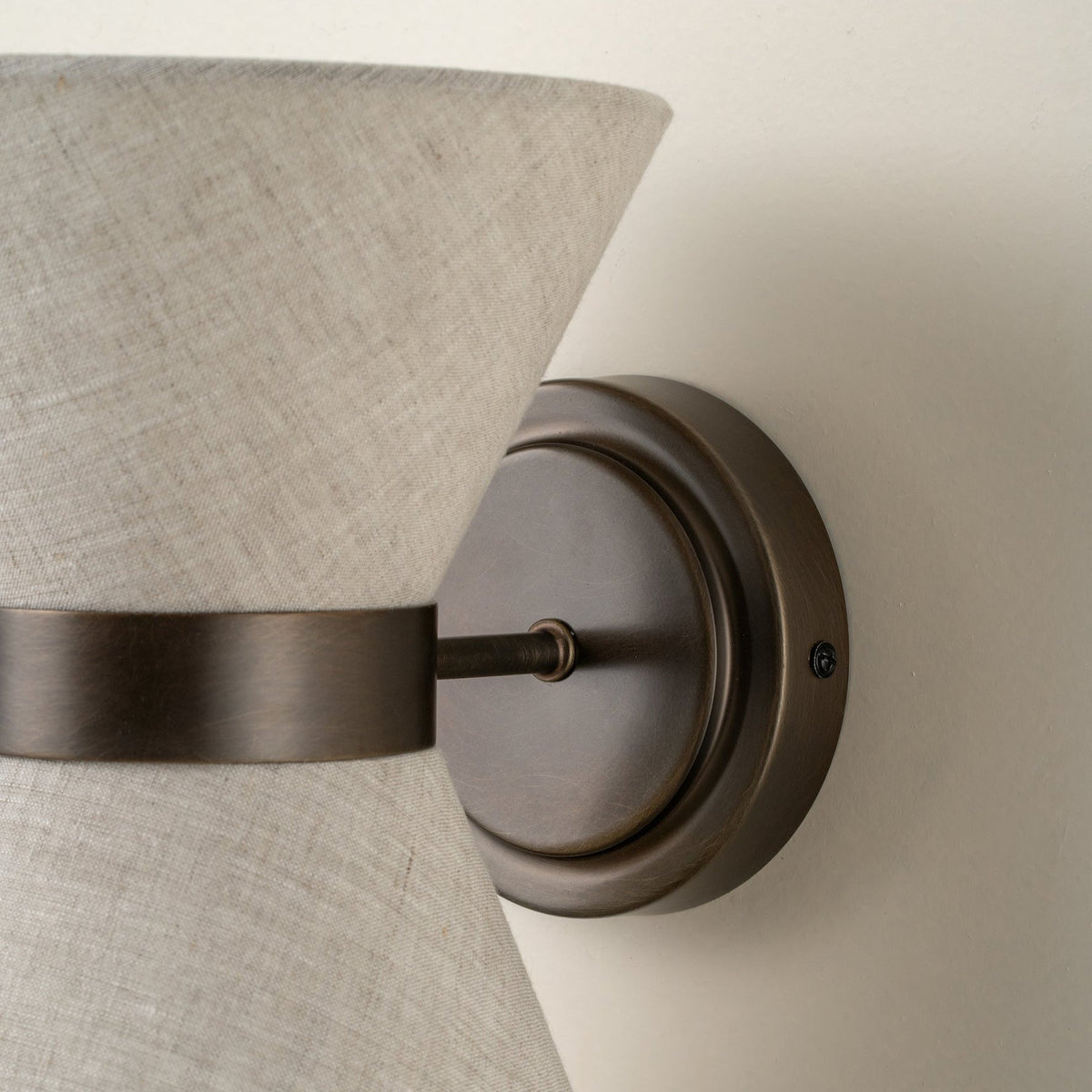 Bronze & Linen Wall Light – Fabric Shade Sconce