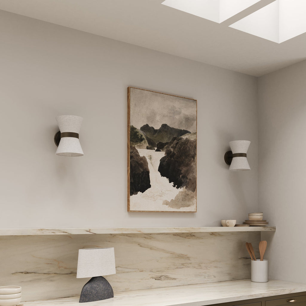 Bronze & Linen Wall Light – Fabric Shade Sconce