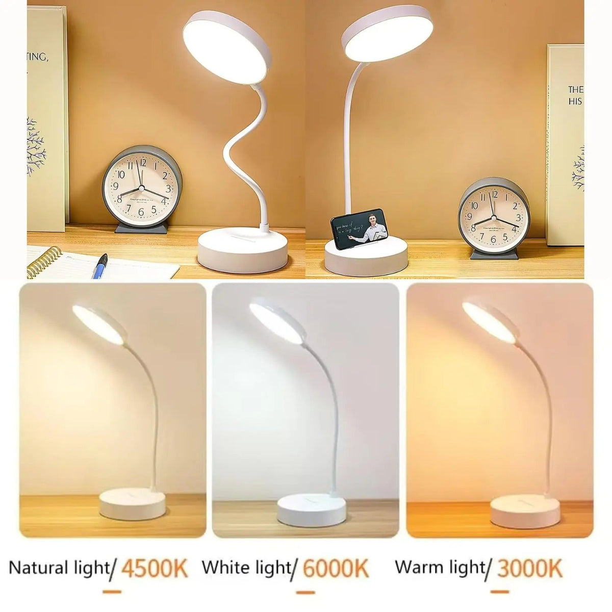LED Desk Lamp – USB Charging Swan-Neck Reading Light