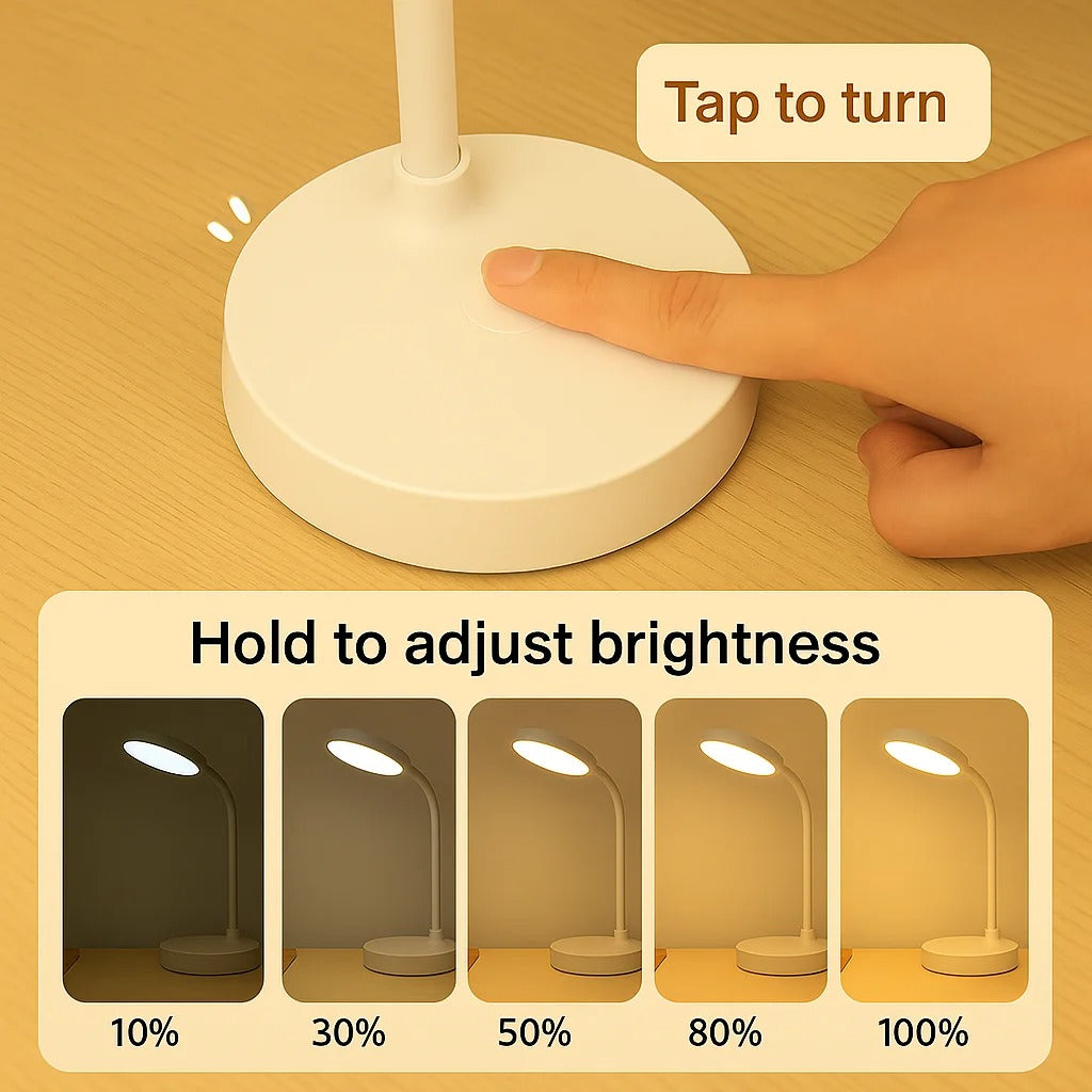 LED Desk Lamp – USB Charging Swan-Neck Reading Light