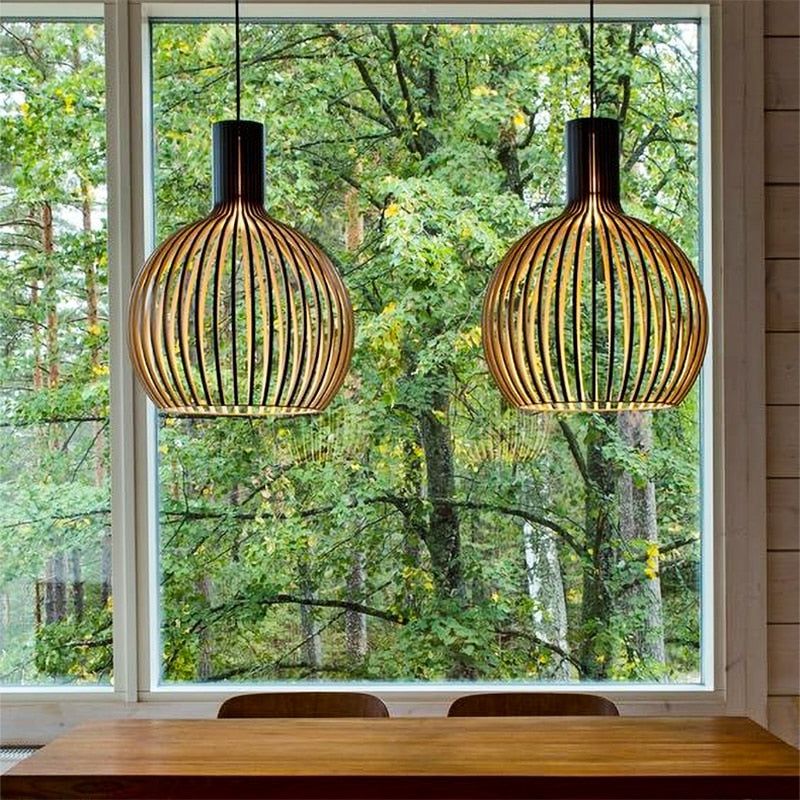 Wooden Pendant Light – Handcrafted Scandinavian Hanging Lamp