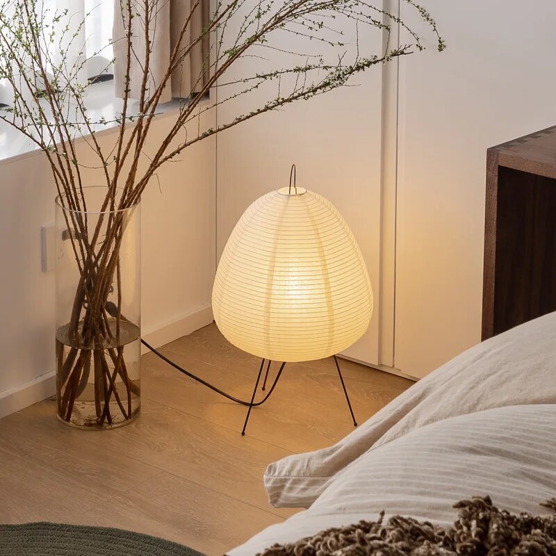 Rice Paper Table Lamp – Japanese Zen Minimalist Light