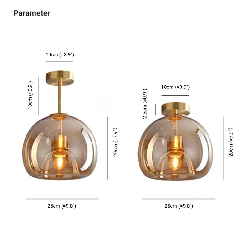 Bubble Glass Ceiling Light – Retro Amber Pendant