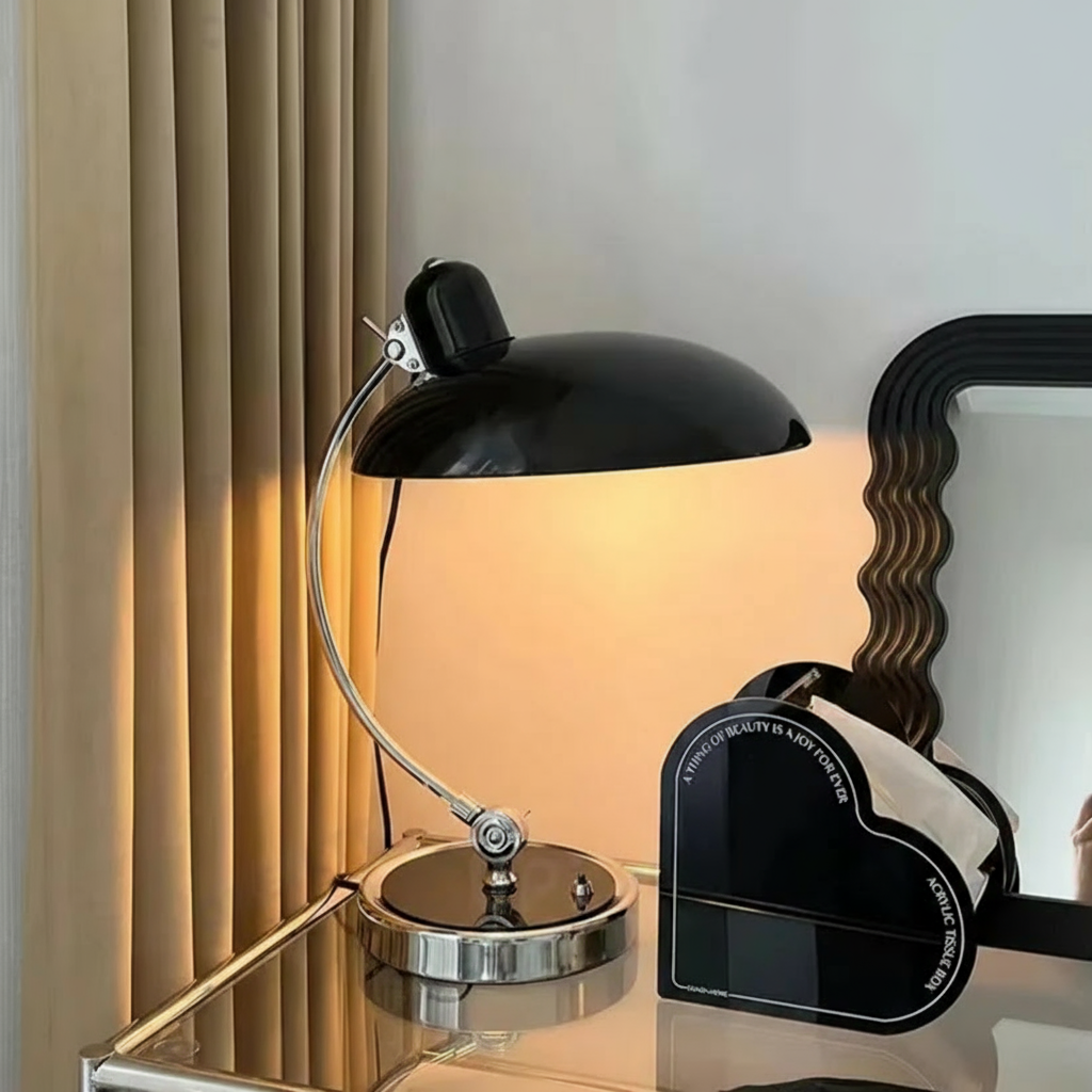 Curved Metal Table Lamp – Bauhaus Bedside Light