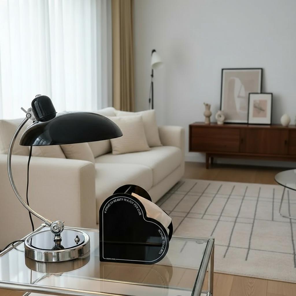 Curved Metal Table Lamp – Bauhaus Bedside Light