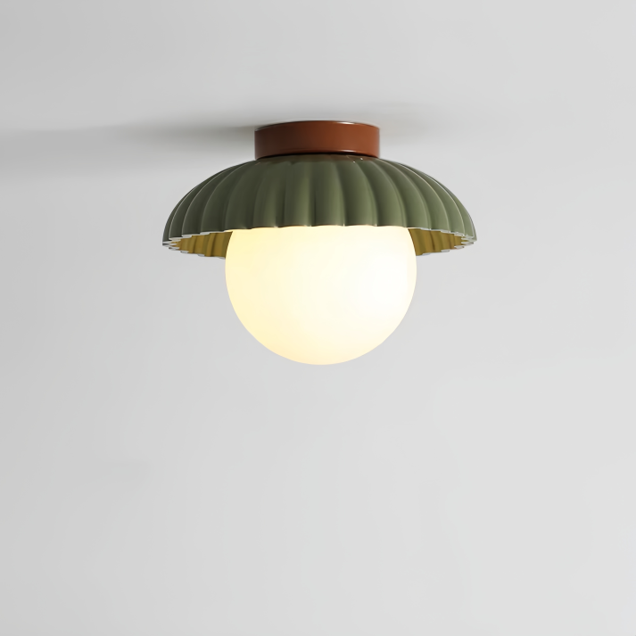 Iron Ceiling Light – Glass & Metal Hallway Flush Mount