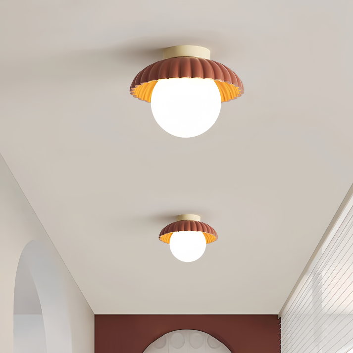 Iron Ceiling Light – Glass & Metal Hallway Flush Mount