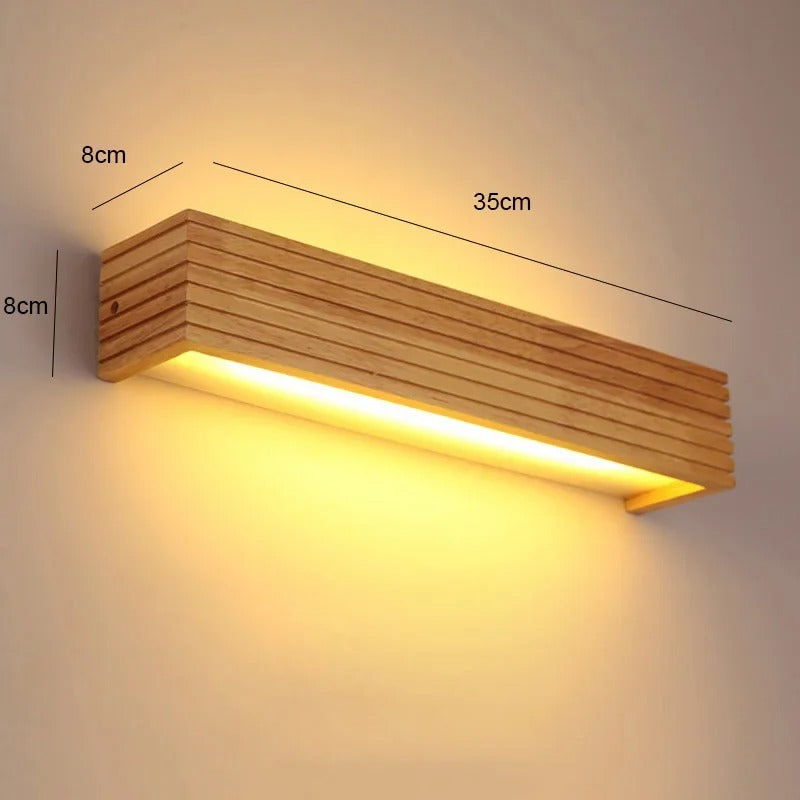 Wooden LED Wall Lamp – Minimalist Bedroom Sconce
