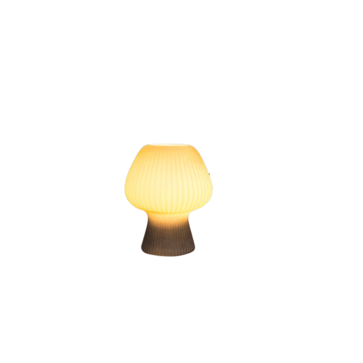 Ribbed Glass Table Lamp – Vintage Mushroom Bedside Light